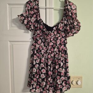 Floral Ruffle Sleeve Mini Dress